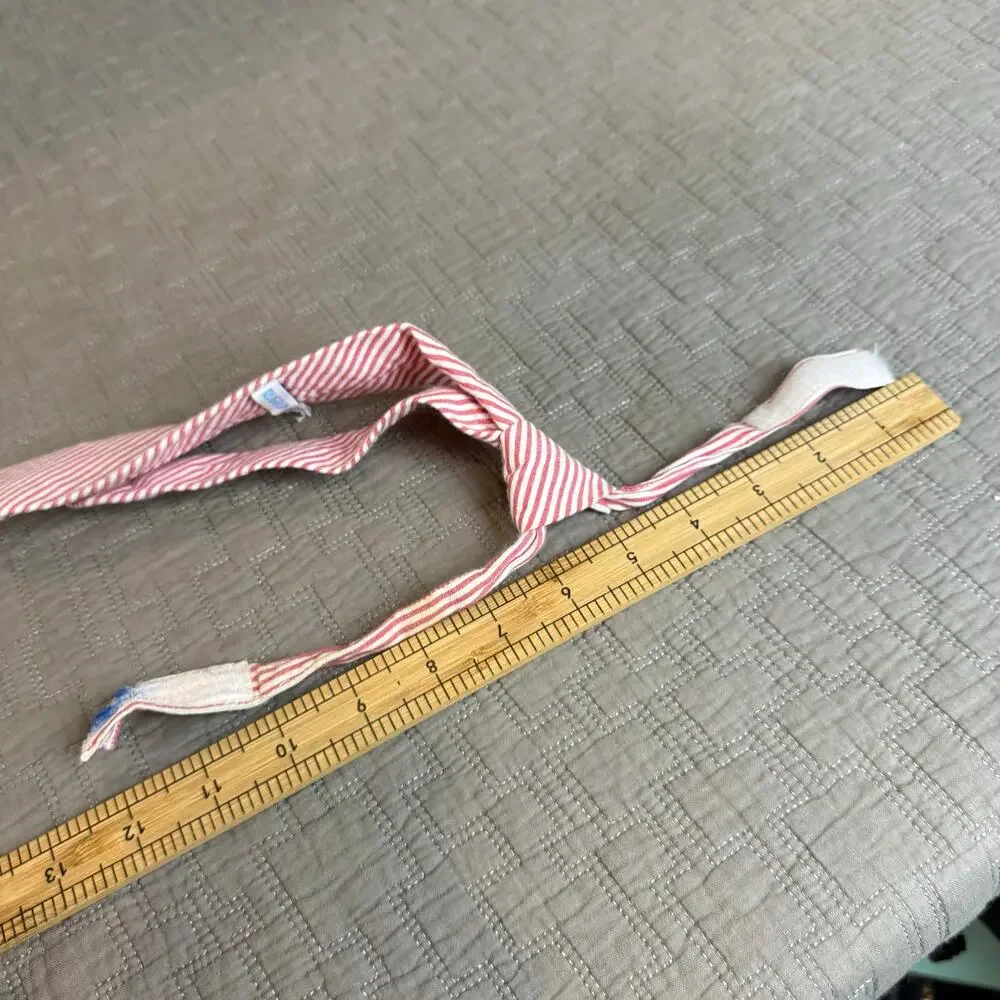 2 Red White Stripe Seersucker Ties Neck Bow Tie Brothers Set Lot Rugged Butts